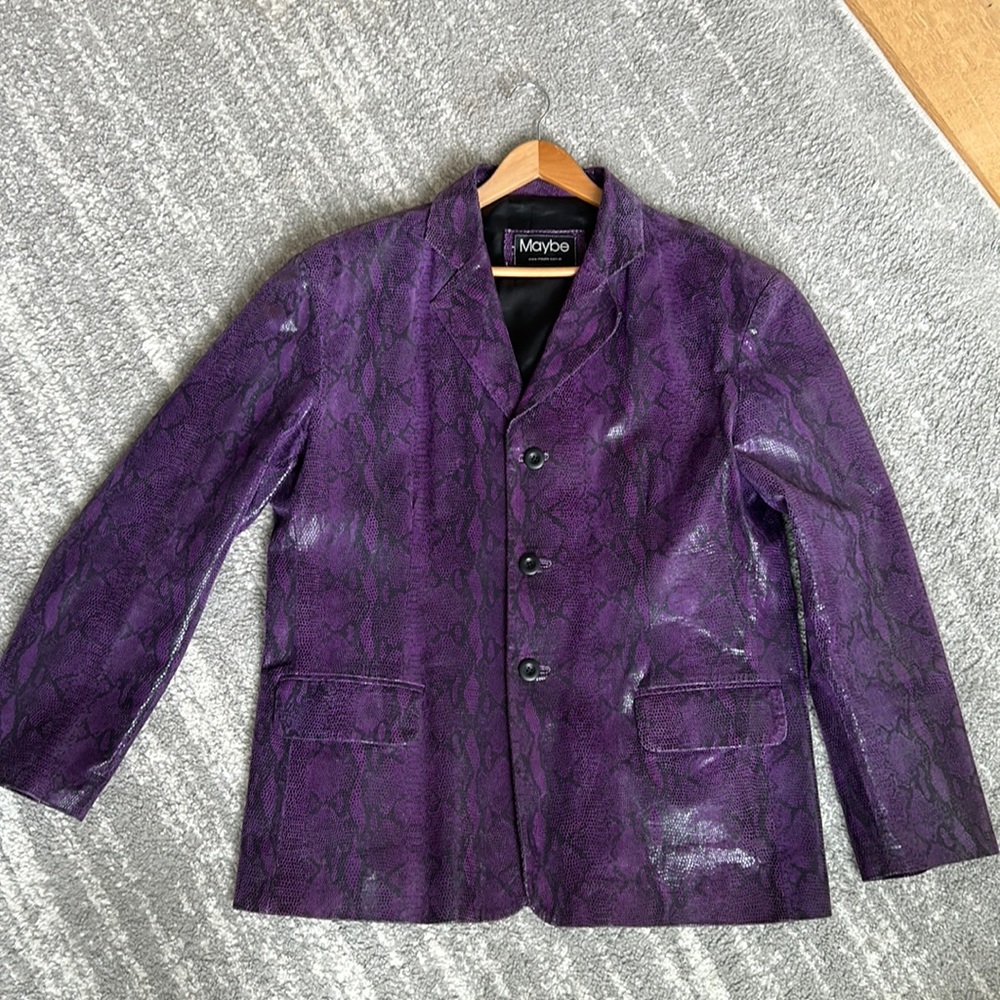 Custom made purple men’s leather jacket, fits size L